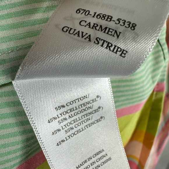 Rails Carmen Mini Dress Guava Rainbow Stripe Smocked Adjustable Fit Flare - Picture 4 of 10